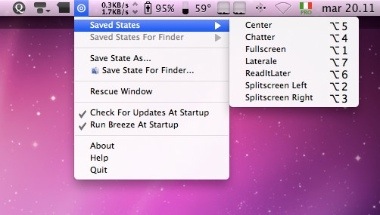 il menu contestuale di Breeze