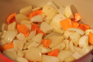 picture of squash, onion, parsnip, turnips, and potatoes being sauteed