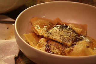 picture of pumpkin ravioli with sage brown butter