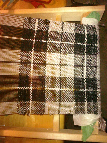 plaid cloth on loom
