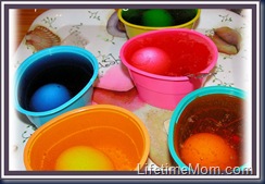 Eggs in colored water
