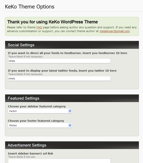 Keko - Tema WordPress grátis - Opções keko opcoes Keko Tema Wordpress grátis.