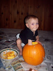 Aspen's first pumpkin carving!