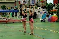A rythmic gymnastics performance