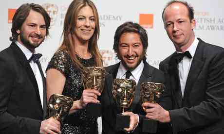 Nicolas Chartier with the senior manager and alternative producers of The Hurt Locker