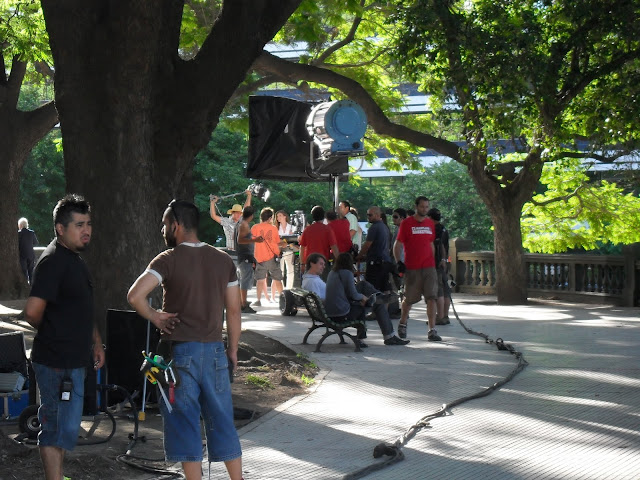 Comercial sendo gravado na Plaza San Martin