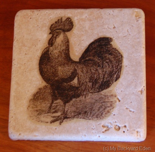 tumbled stone chicken coaster