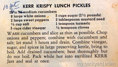 Bread and Butter Pickles Recipe