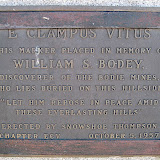 Bodey's exact first name is controversial. His name could be William, Waterman or Wakeman.   In 1848 Bodey said goodbye to his wife and his two children, and set sail for California and its gold on the Mathew Vasser. After rounding Cape Horn, an adventure in its self, Bodey landed in San Francisco in 1849.