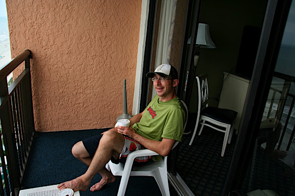 Jeff enjoying his coffee on the balcony