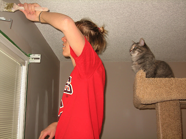 Helping paint the trim