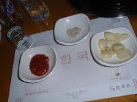 Hot sauce, sea salt and garlic - put out ahead of dinner.