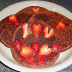 Chocolate pancakes with strawberry "hearts" :)
