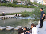 On the pedestrian walkway along the Cheonggyecheon stream