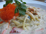 Yummy pasta with crab meat!