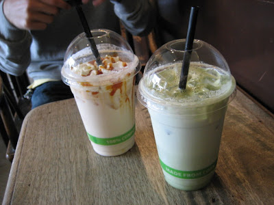 Iced Royal Milk Tea + Iced Green latte!!