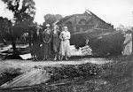 Middle Farm after the fire in 1934. Charlotte Greenough, Wyn Greenough, Irene and her mother, Mrs. Kimber.