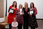 Louis Forrest (daughter) & Emily (granddaughter) on behalf of Maureen Forrest from Cork, for her work with The Hope Foundation in Cacutta, India (second from left), Christiane O’Mahony for her work with Suas Educational Development in Dublin (left) and Nicky Deasy from Dublin for her work with The Nepalese Children’s Foundation, Nepal (right) have been short listed for the Category of International Development.