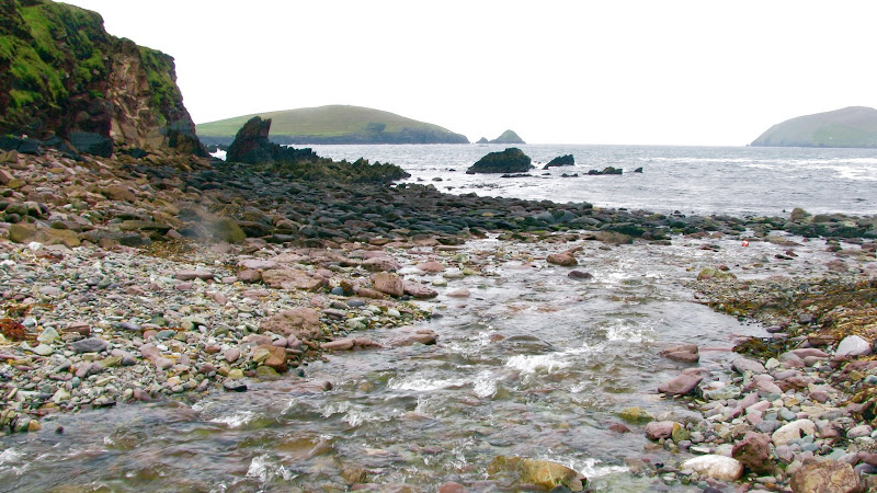 At the bottom of the cliffs - please exuse the raindrop.