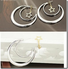 Moon star ear stud