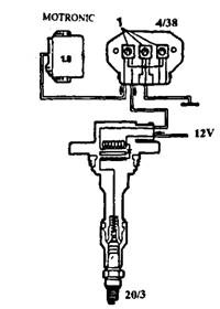 Cross section of the direct ignition coil (Bosch) (1 refers to switching stage).
