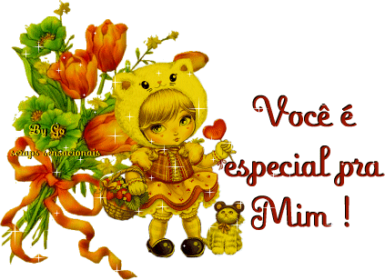 Gif com brilhinho flores e texto Você é especial p