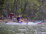 Laurie Levknecht making progress with her raft.