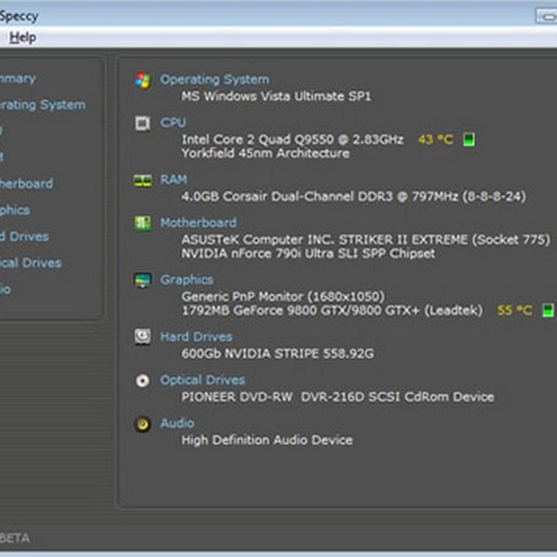 Información del hardware de tu Pc con Speccy