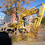 Tree destroyed by construction vehicle also fully blocking bike lane on north campus (south and north bound lanes.)