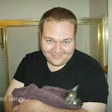 Jones' first bath.  It was obviously traumatic.