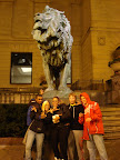 Teens with a Lion in front of the Chicago Art Museum
