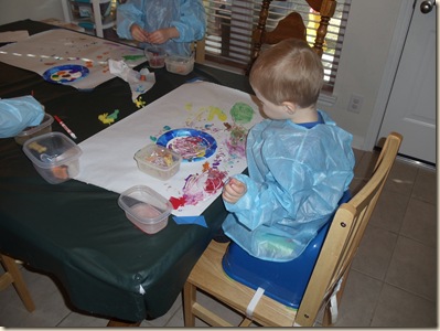 Jeffrey dives right into the paints!
