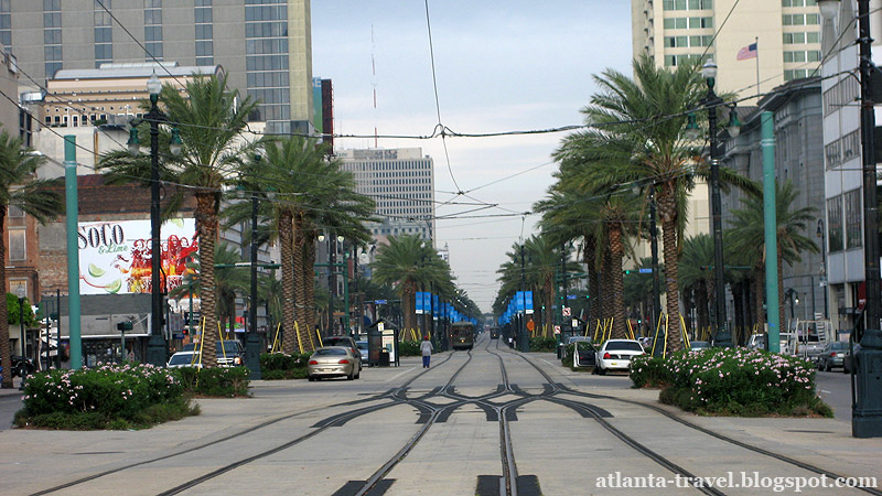 Новый Орлеан: улицы, трамваи, набережная и пароход