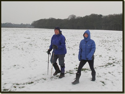 Marching across a snowy field