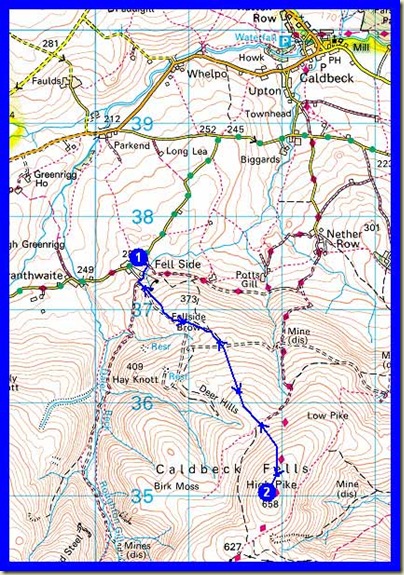 Our route up High Pike - 7 km, 385 metres ascent, 2.2 hours