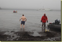 Surely he cannot be going in for a swim