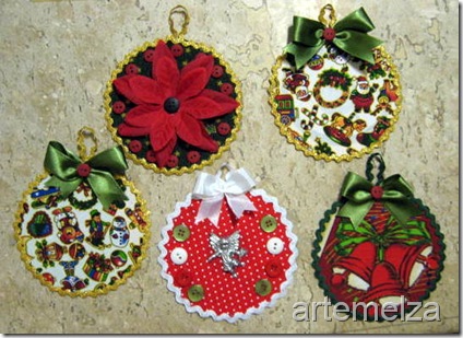 ARTEMELZA - Arte e Artesanato: Enfeite de Natal – reciclando CD | Christmas  ornament - recycling CD