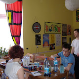 In the Wroclaw hostel.  Enjoying breakfast.