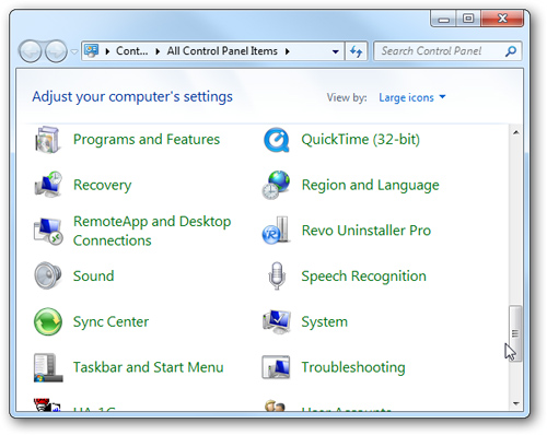 Giấu bớt những thành phần Control Panel trong Windows 7 - thuthuat.easyvn.net Giấu bớt những thành phần Control Panel trong Windows 7