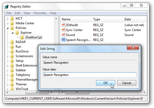 Giấu bớt những thành phần Control Panel trong Windows 7 - thuthuat.easyvn.net Giấu bớt những thành phần Control Panel trong Windows 7
