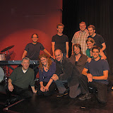 Before the show. Richard Leider and Doug Kassel are the musicians.