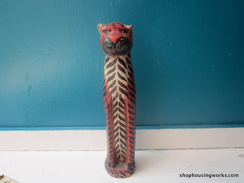 Poly-chromed Wood Tiger Statue