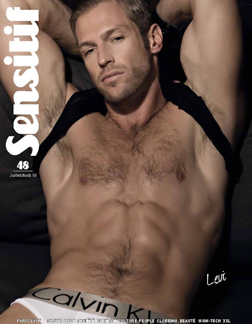 levi poulter in his calvins showing his beautiful blond hairy chest