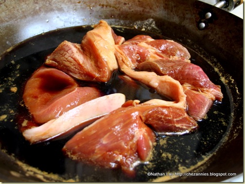 Pork boiling in char siew marinade