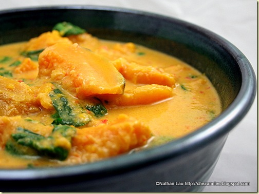 Kabocha Squash with Spinach in Coconut Milk