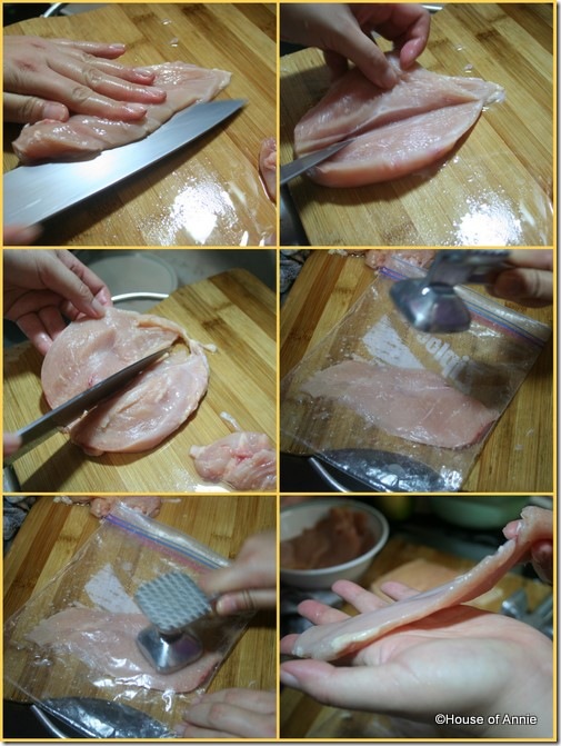 Butterflying and flattening chicken breasts for chicken piccata