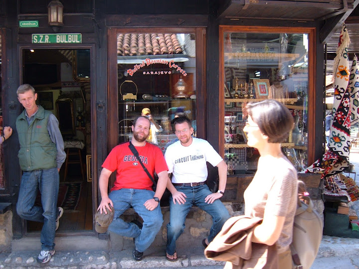 Carey and Ben Sitting Opposite the Store I Was Shopping At
