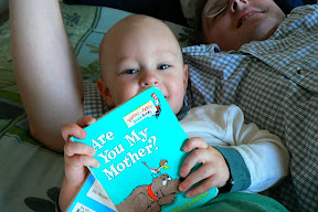 Daddy and Nathan relax and read the new issue of Wired magazine.