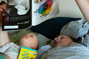 Daddy and Nathan relax and read the new issue of Wired magazine.