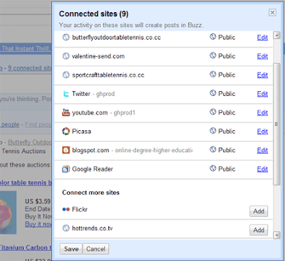 add connected site to google buzz